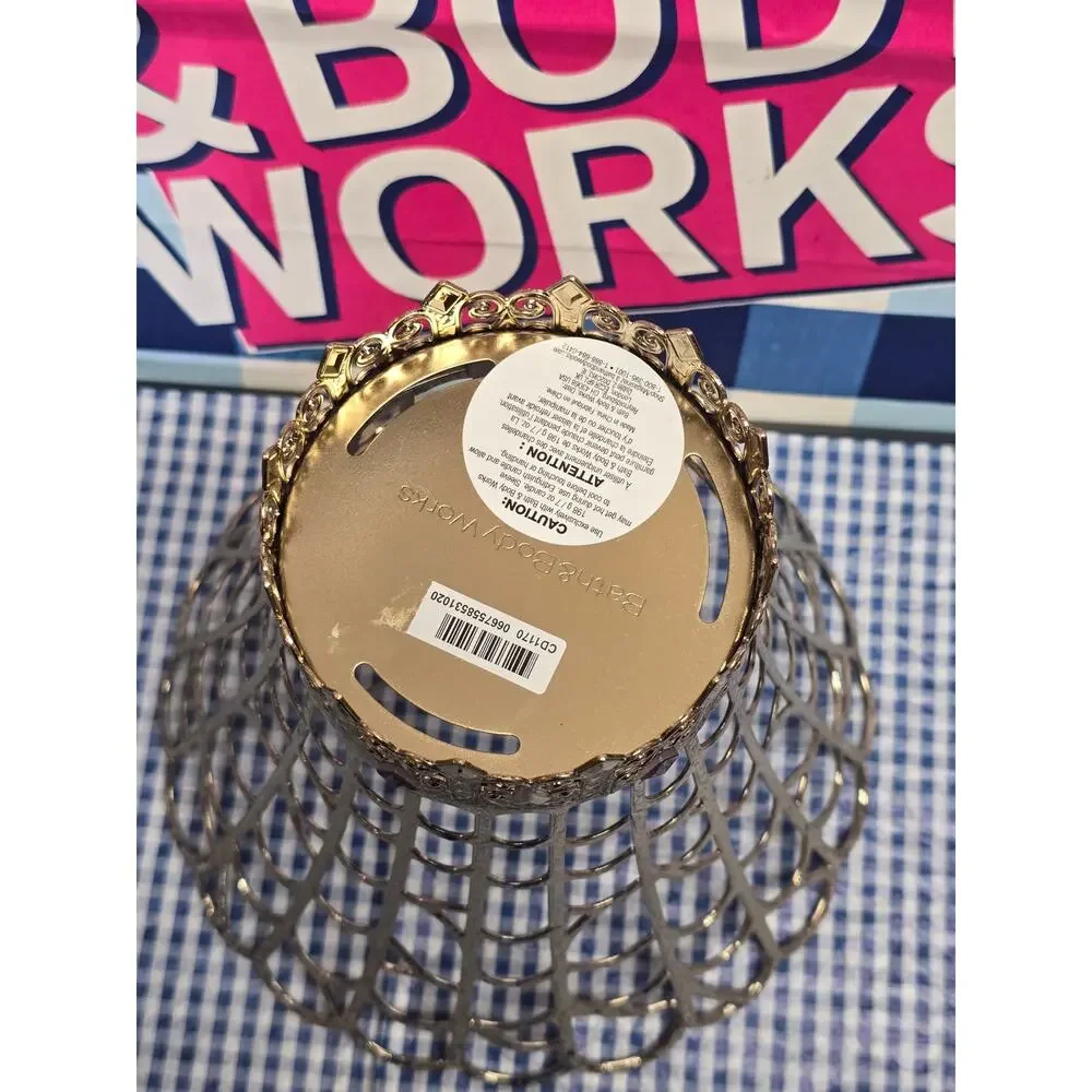 BBW Gold Spider Web Single Wick Candle Pedestal Holder Home Fragrance Decor